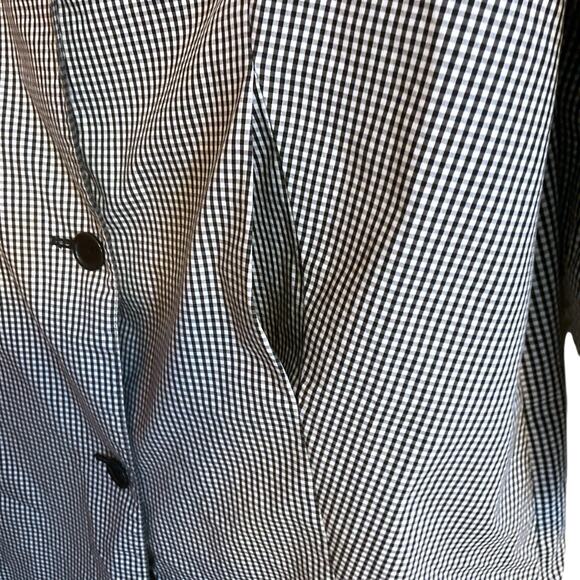 Caslon Women's Black White Gingham Button Up Lined Rain Jacket Coat Size M - Picture 8 of 13